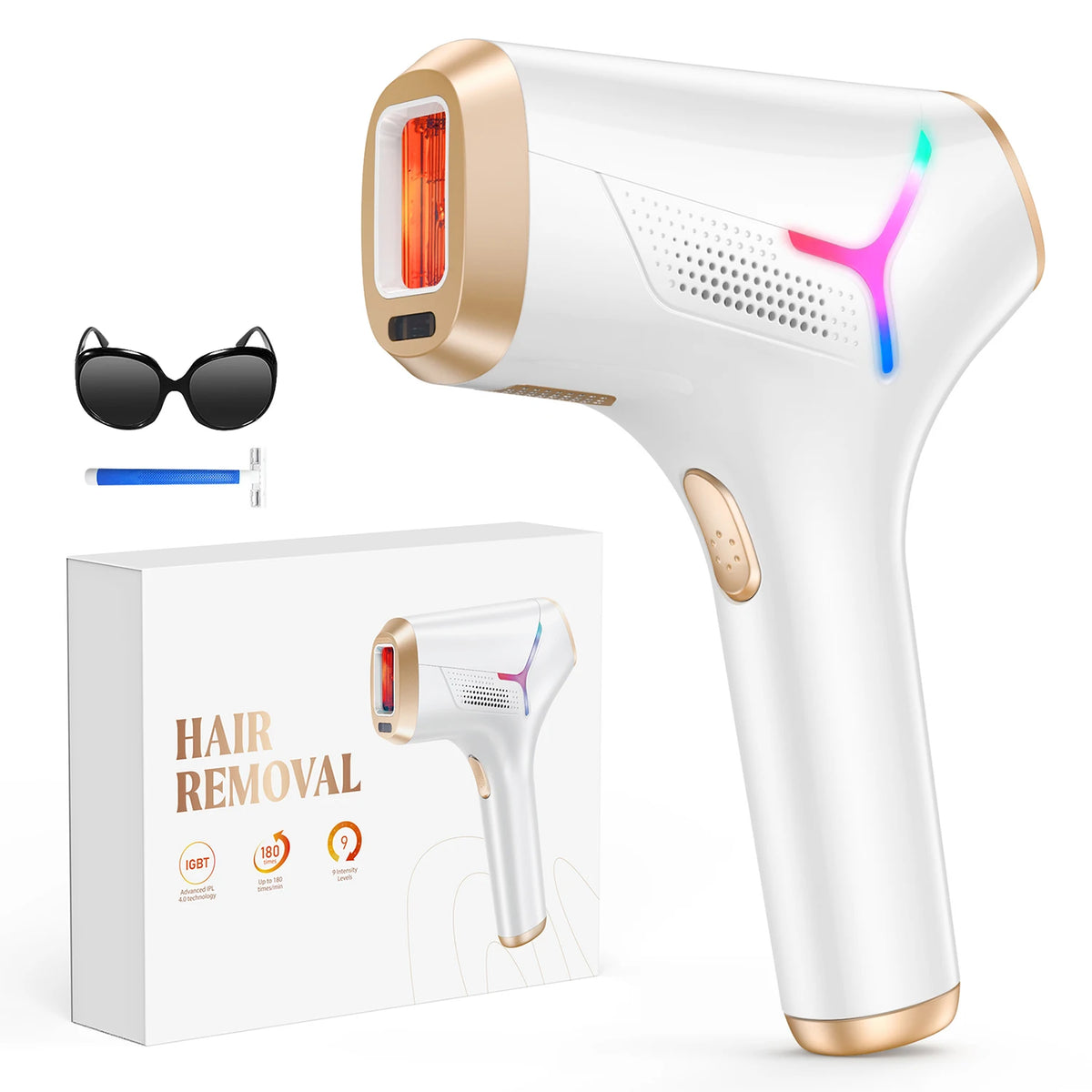 IPL Hair Removal For Women & Men, Permanent Reduction in Hair Regrowth, Visible Results in 2 Weeks, 3 Modes 9 Gears, 999,999 Flashes Painless Hair Removal, Hair Removal Device For Armpits Legs Arms Bikini Line