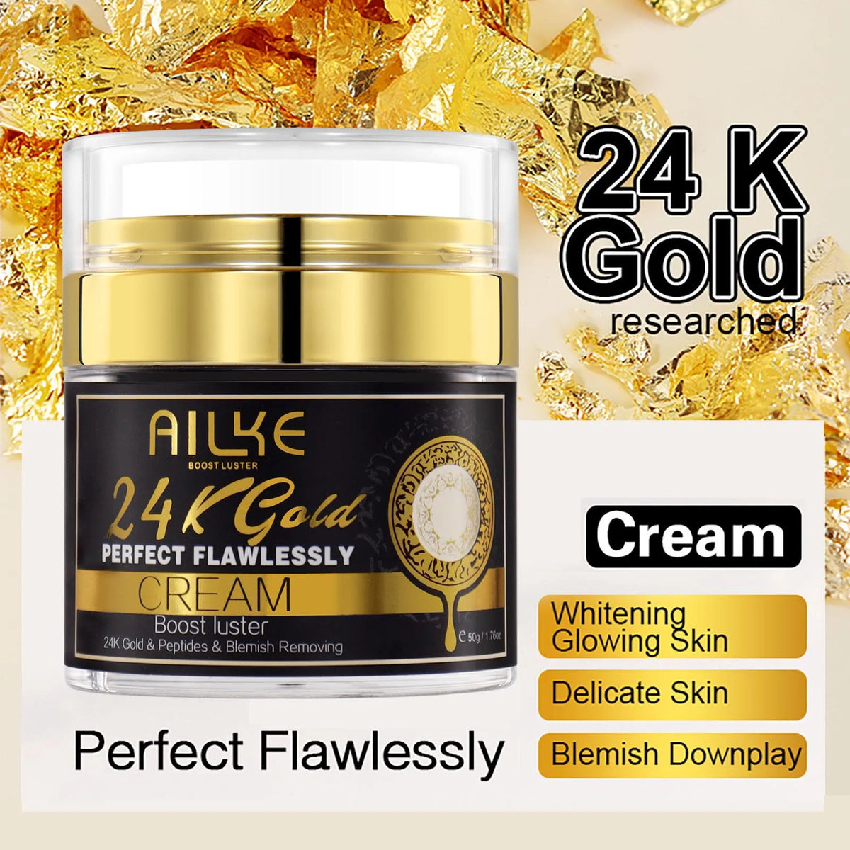 AILKE Gold Face Cream With Glutathione For Dark Spots