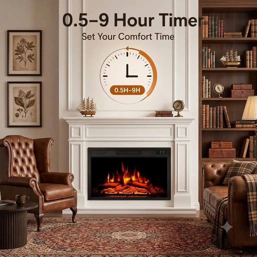 Recessed Electric Fireplace Insert With Remote And Adjustable Flame Effects