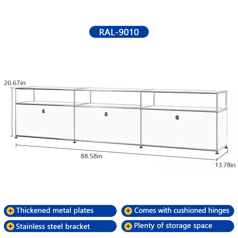 Bigcityfur Modern Metal Corner TV Stand With Storage Cabinet