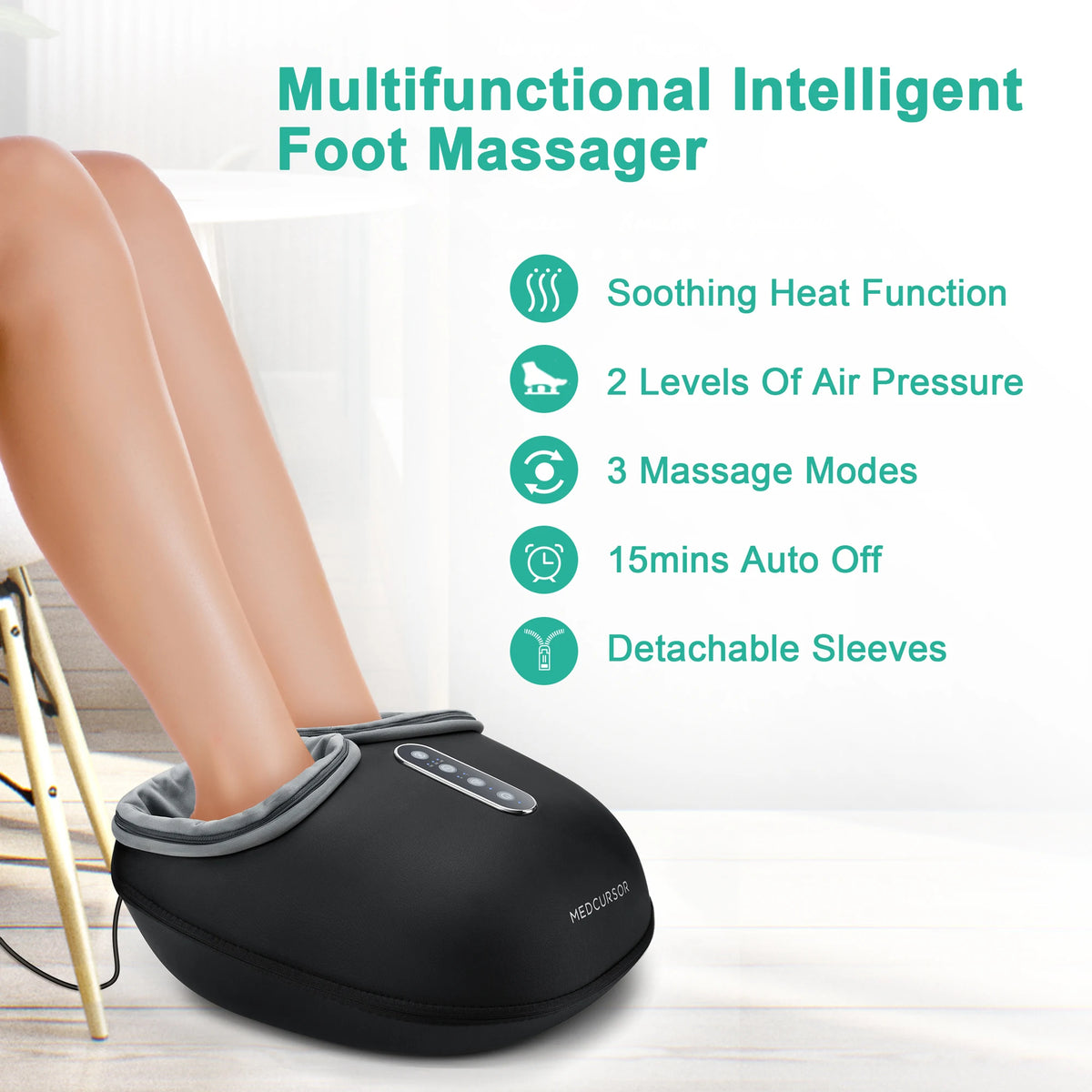 Medcursor Shiatsu Foot Massager With Heat And Roller For Relaxation