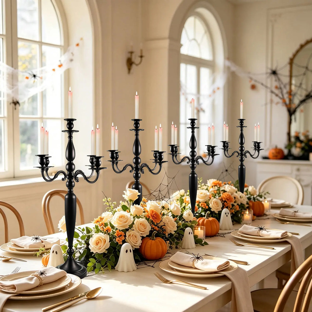Five Arm Metal Candelabra Holders for Weddings and Special Events