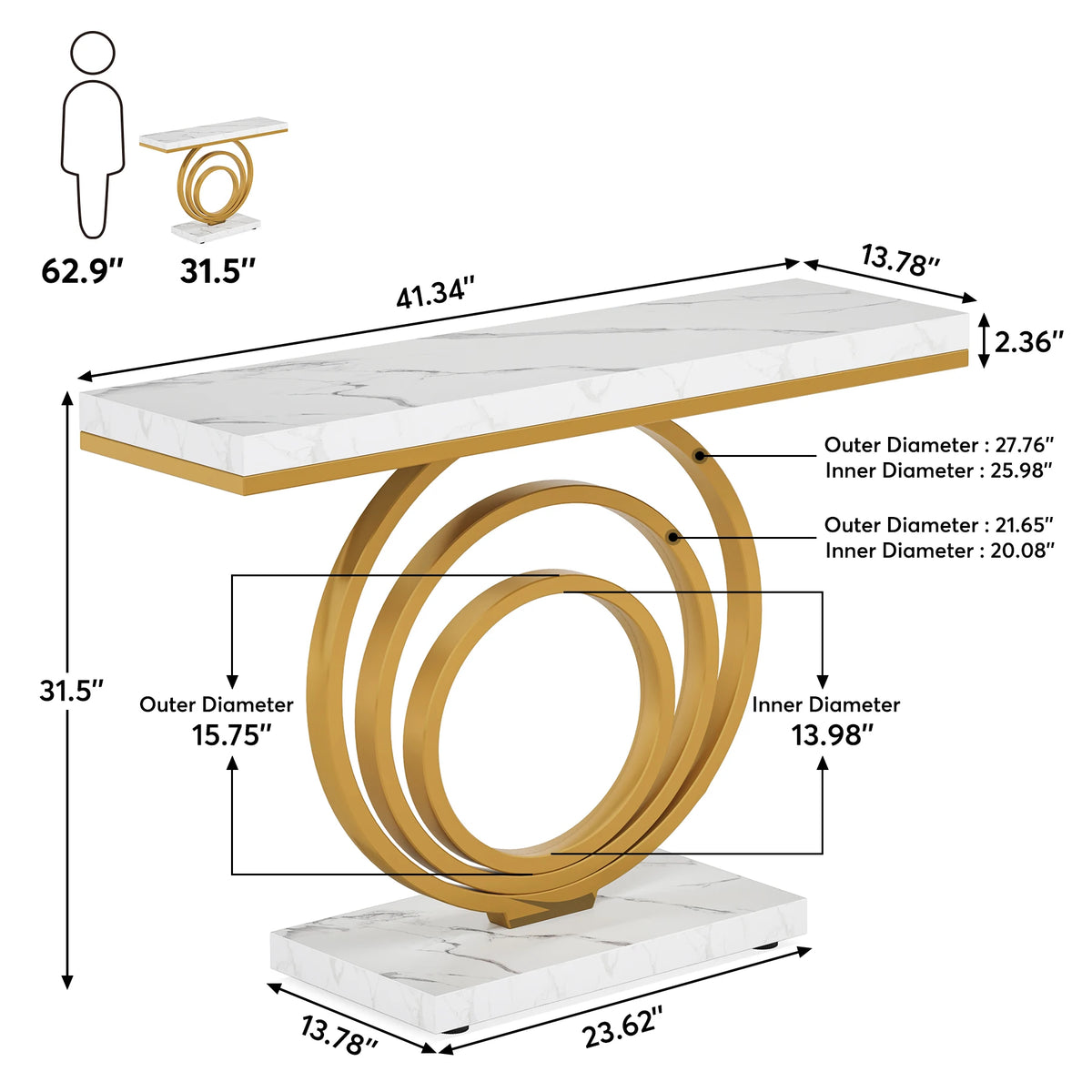 Tribesigns Modern Console Table With Sculptural Ring Design for Entryway