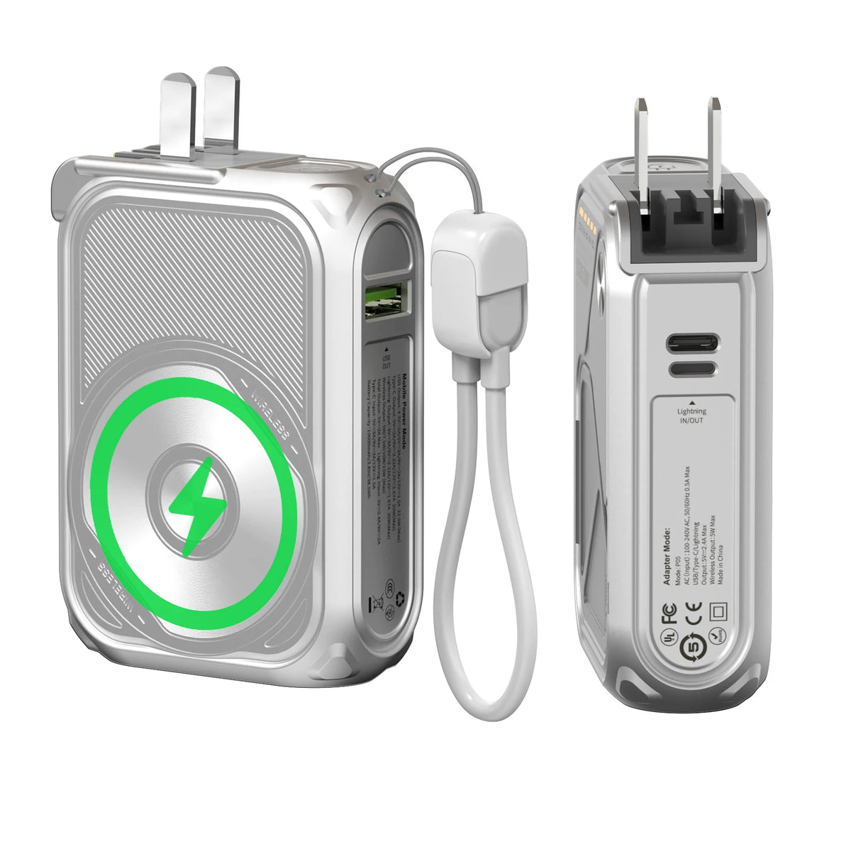 Prunus Wireless Magnetic Power Bank Featuring Digital Display