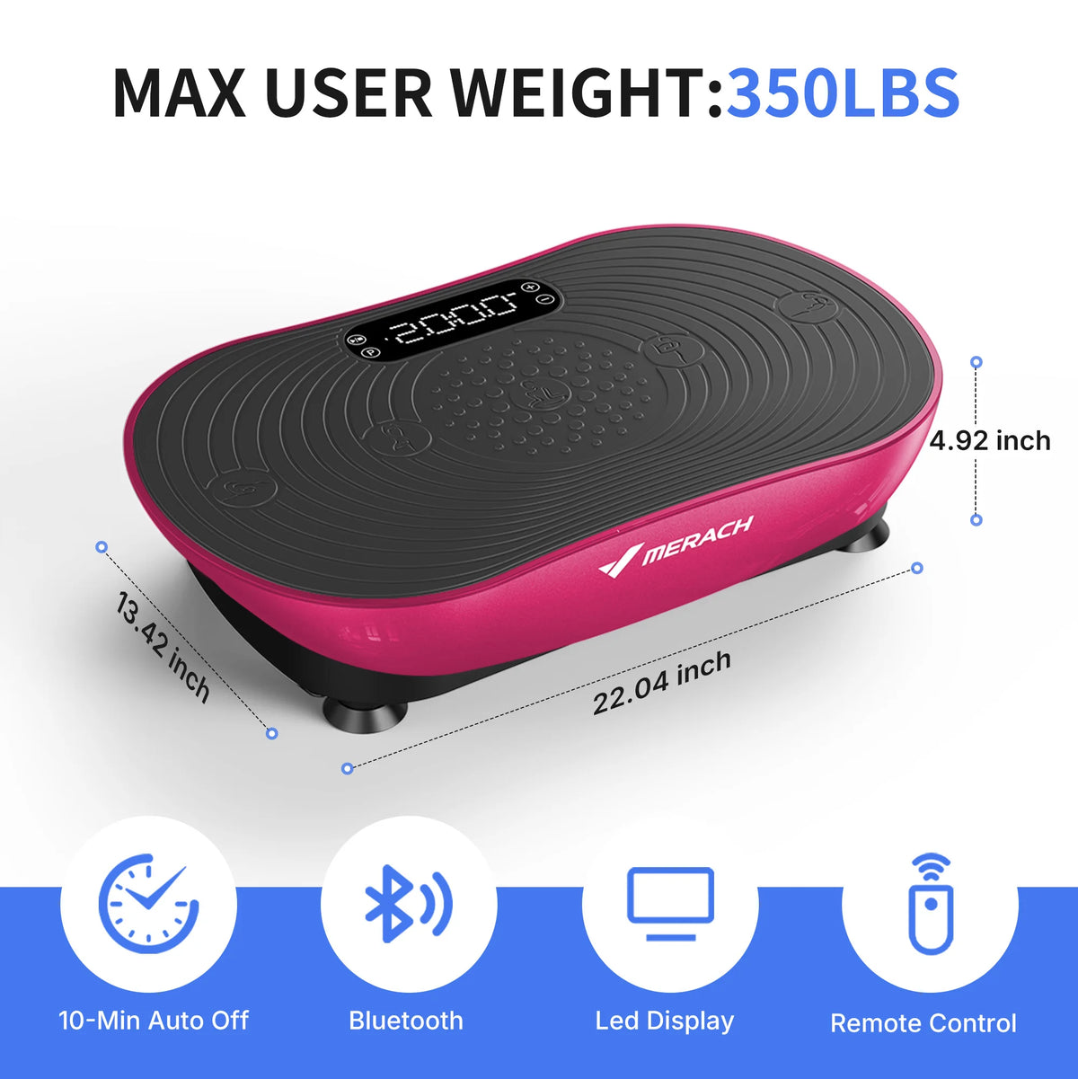 MERACH Vibration Plate Exercise Machine With Resistance Bands And Speakers