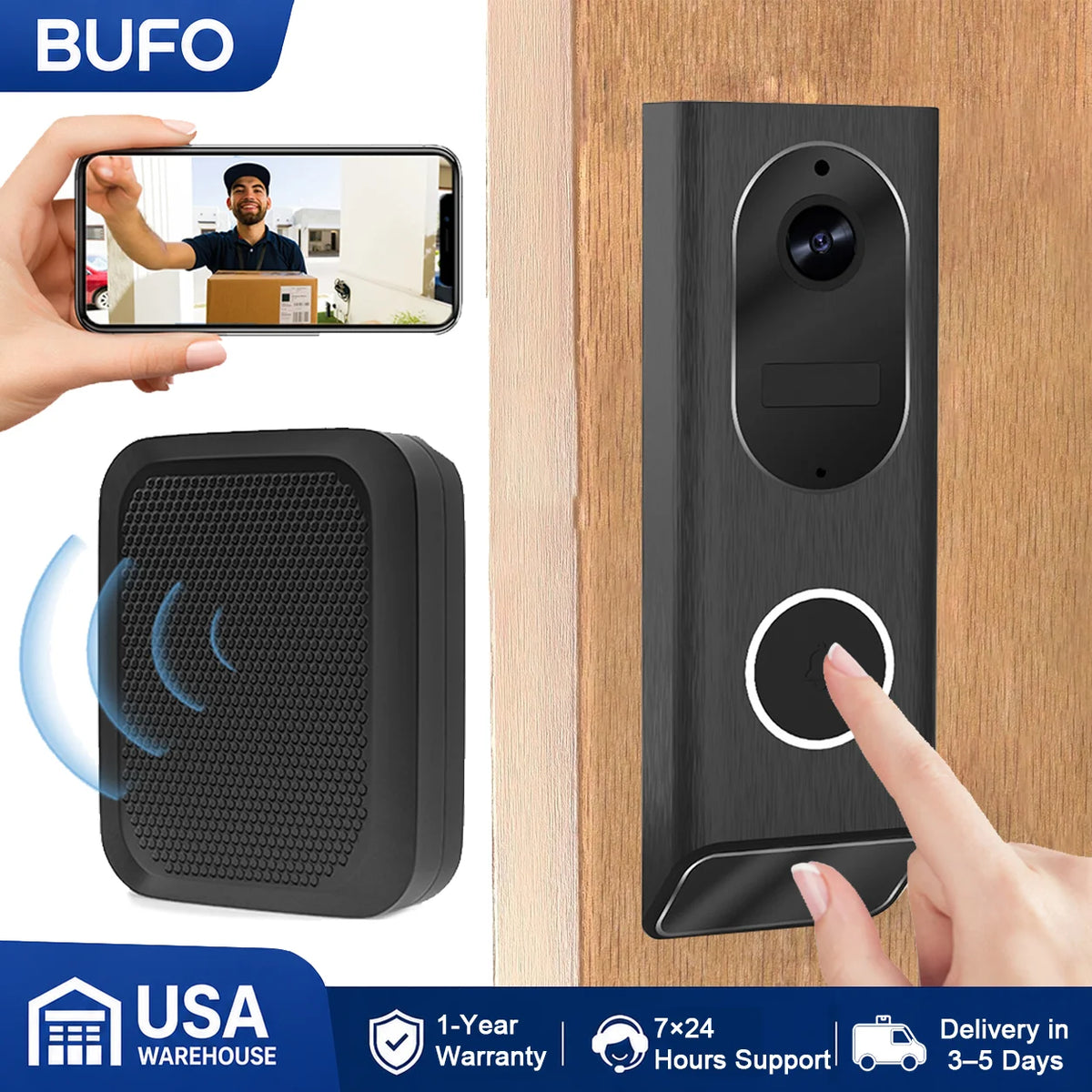 BUFO S7 Smart Video Doorbell With HD WiFi Security Camera