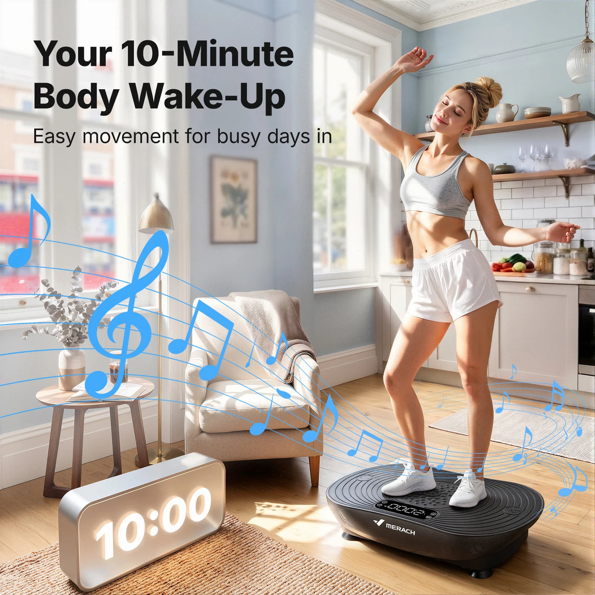 MERACH Vibration Plate Exercise Machine With Resistance Bands And Speakers