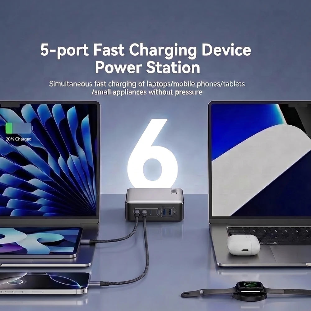 200W USB C Charger With Six Ports Fast PD Charging