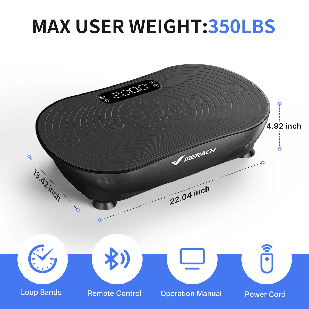 MERACH Vibration Plate Exercise Machine With Resistance Bands And Speakers