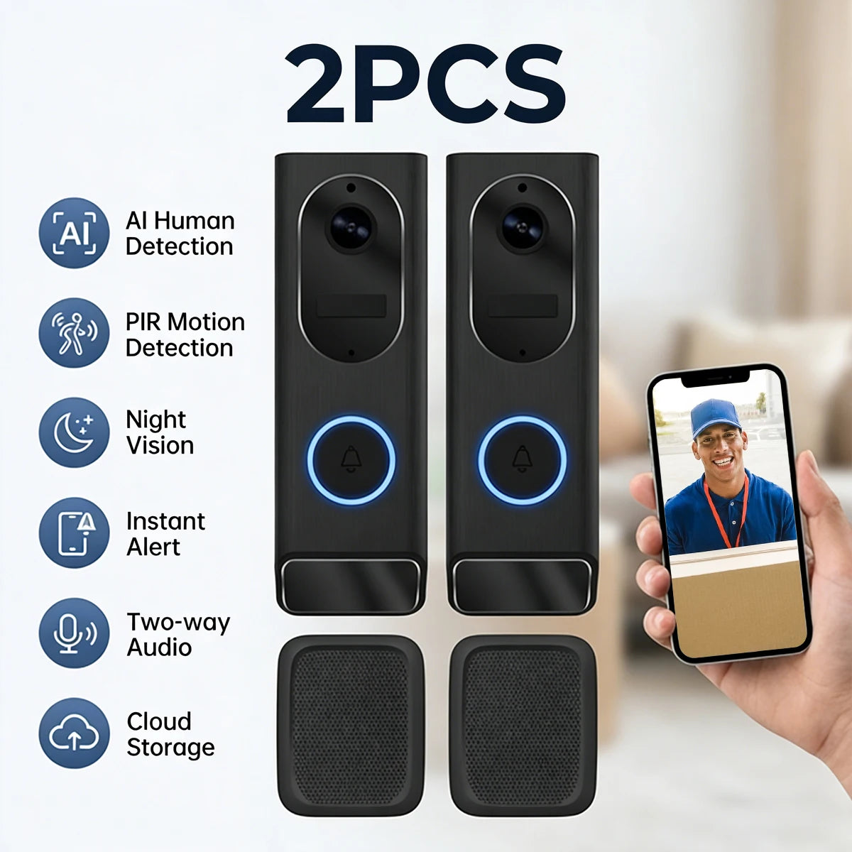 BUFO S7 Smart Video Doorbell With HD WiFi Security Camera