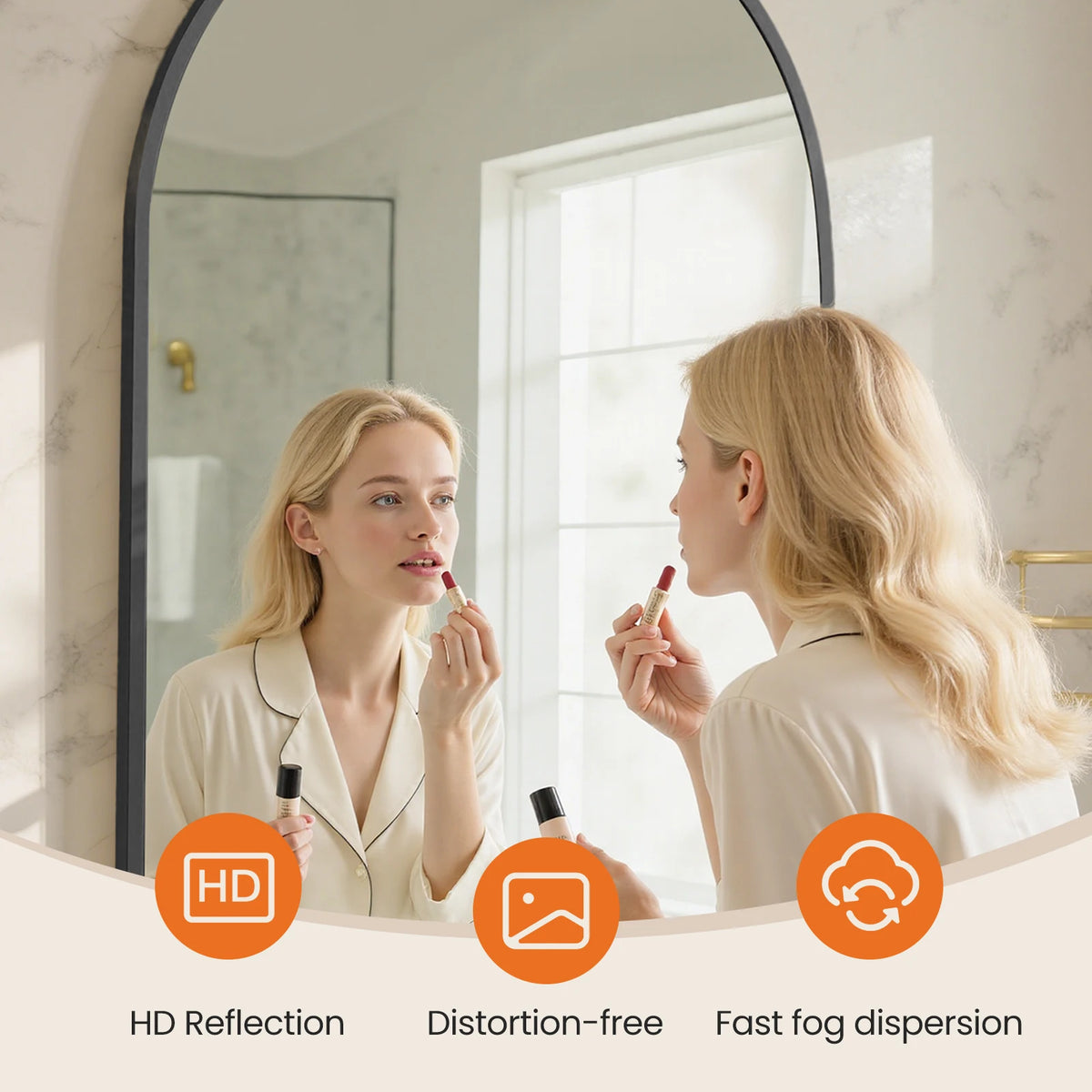 MCQ Arched Wall Mount Bathroom Mirror With Aluminum Alloy Frame