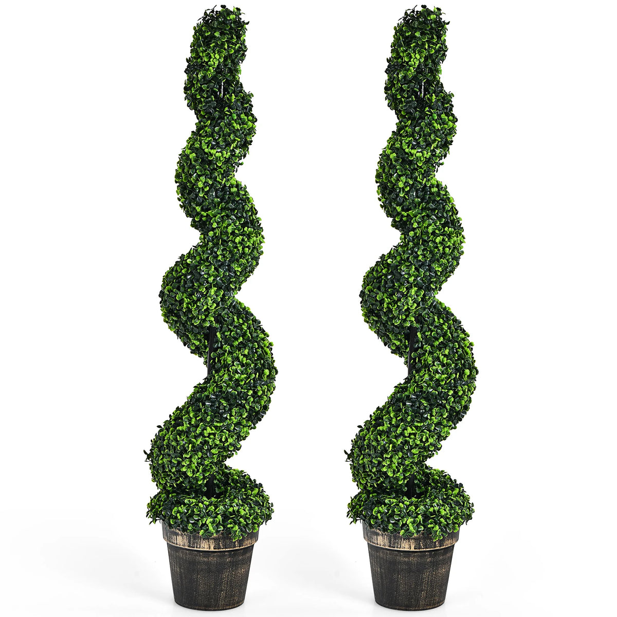 LIFEZEAL Artificial Boxwood Spiral Topiary Trees for Indoor Outdoor Decor
