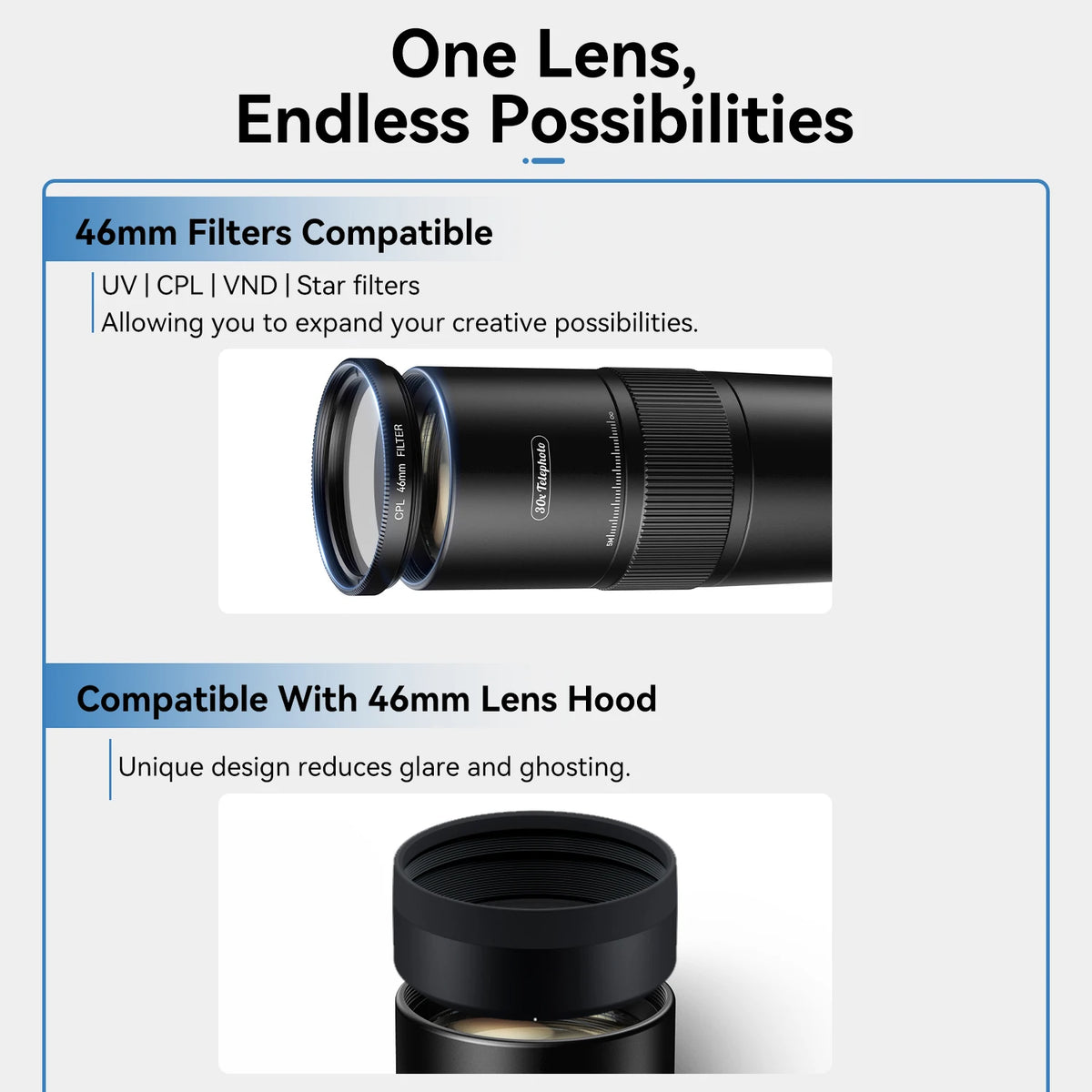 APEXEL Smartphone Telephoto Lens With Adjustable Tripod And Universal Clip