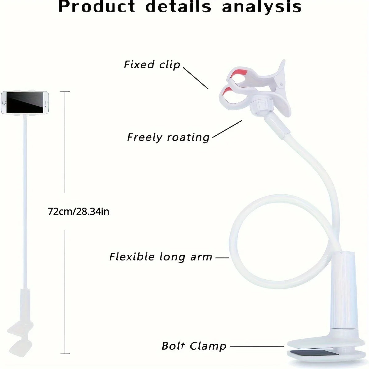 Flexible Gooseneck Phone Holder Clamp For Bedside Desktop Viewing