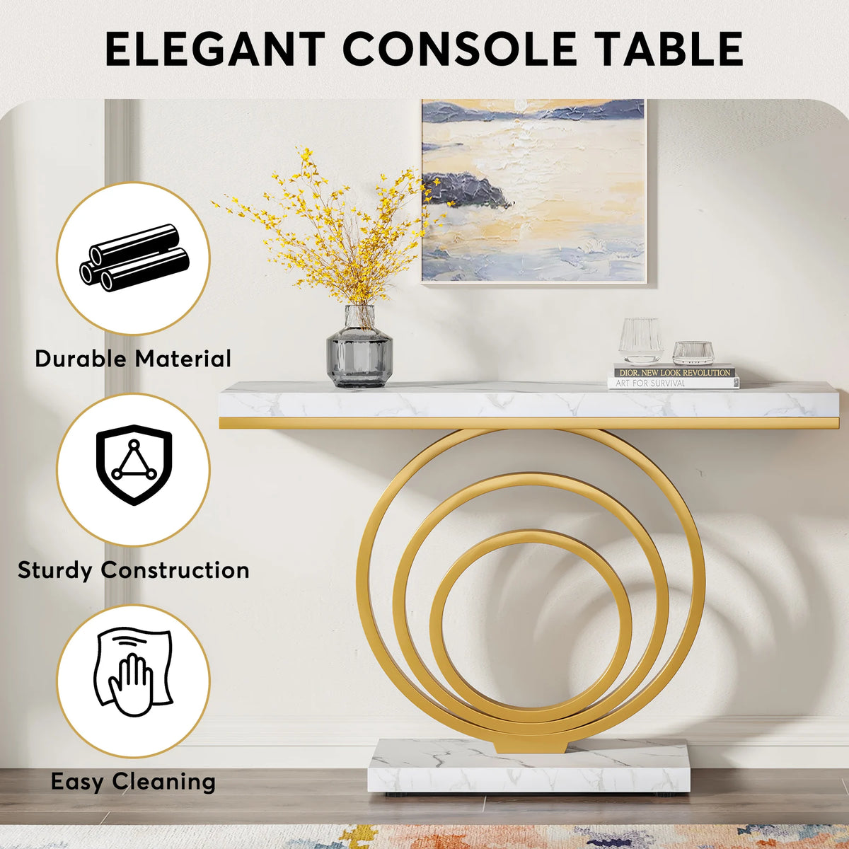 Tribesigns Modern Console Table With Sculptural Ring Design for Entryway