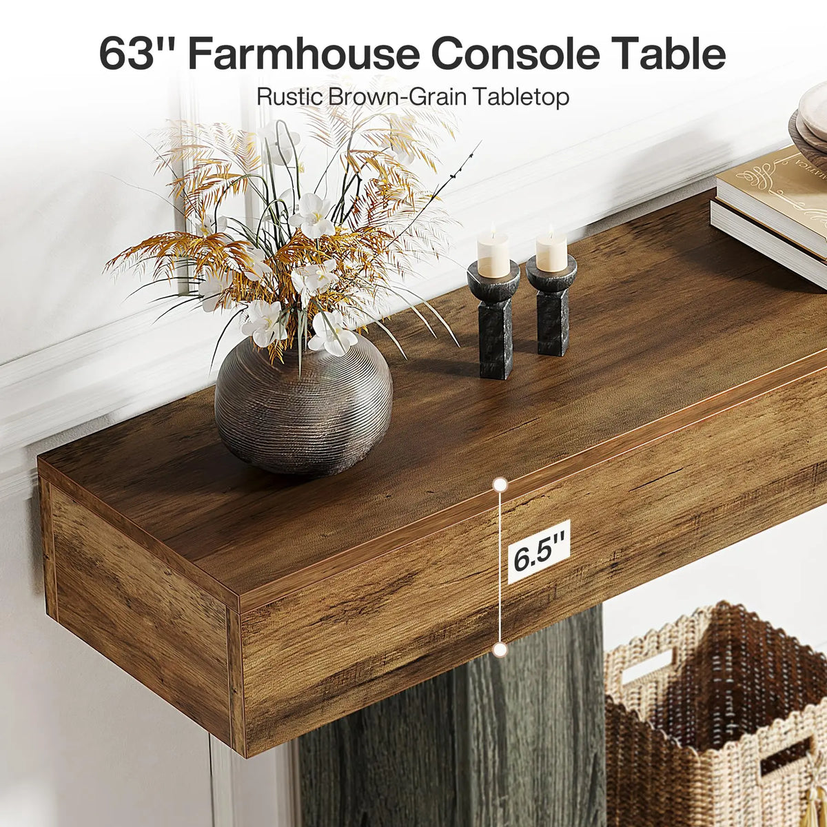 Tribesigns Farmhouse Two Tier Console Table With U Shaped Base