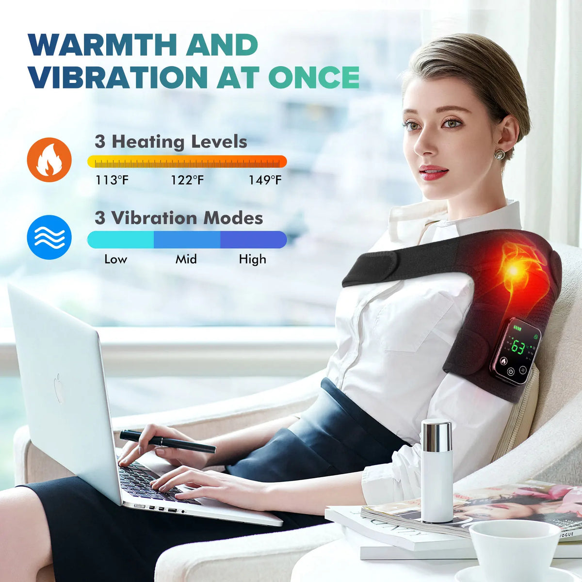 PASTSKY 3-In-1 Cordless Thermal Knee Massager With Heat Vibration Relief