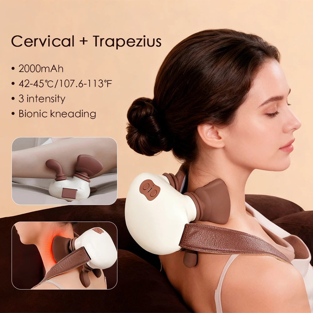 Wireless Neck and Back Massager with Heat 4D Kneading Shiatsu Deep Tissue Massage Shawl for Shoulder Cervical Trapezius Muscle Relaxation