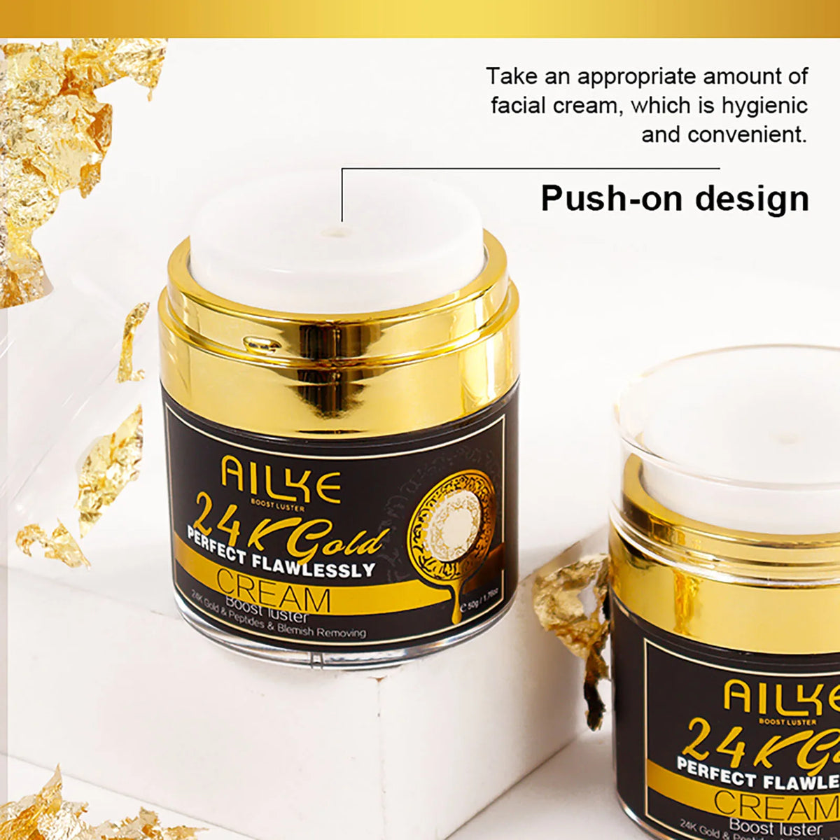 AILKE 24k Gold Perfect Flawlessly Face Cream, Whitening, Reduce Dark Spots, Melanin, Improve Dull Skin, With Glutathione Vitamin