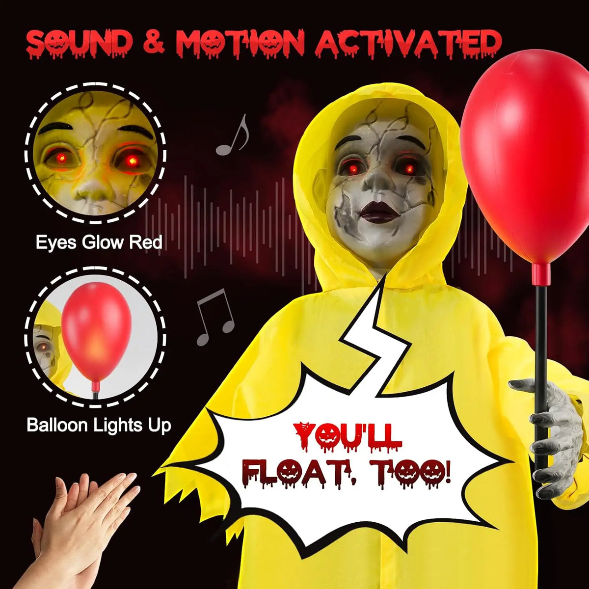 Halloween Animatronic Prop With Sound And Touch Activation