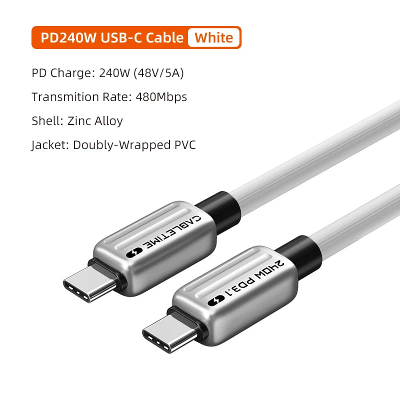 CABLETIME 240W USB C To USB C Universal Fast Charging Cable