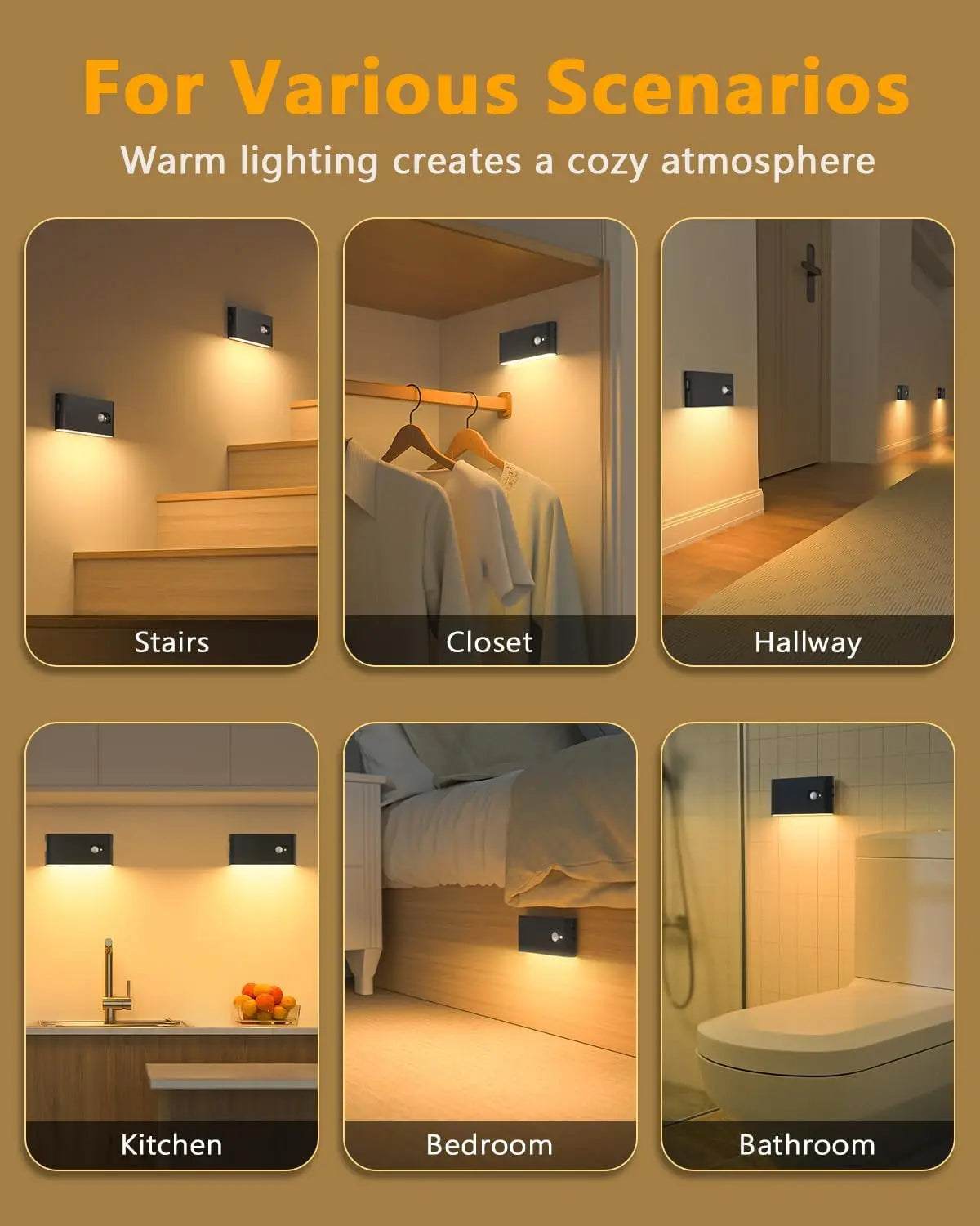 Willed Motion Sensor Rechargeable Wireless LED Stairway Night Lights