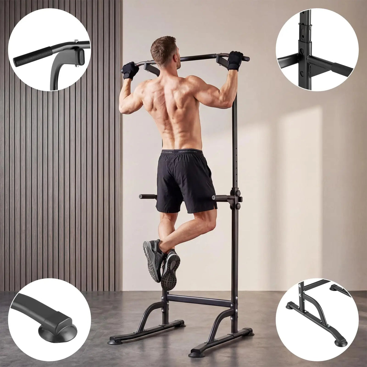 HiMiss Multi Function Power Tower Dip Station Pull Up Bar