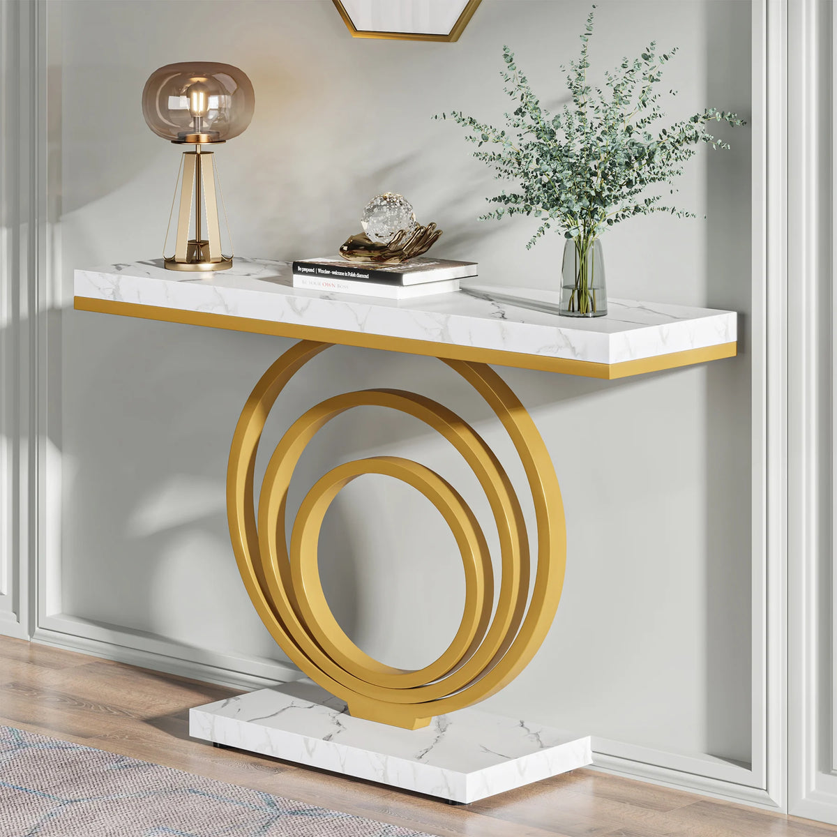 Tribesigns Modern Console Table With Sculptural Ring Design for Entryway