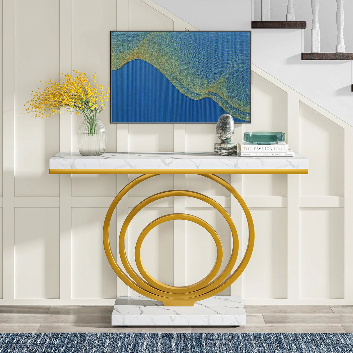 Tribesigns Modern Console Table With Sculptural Ring Design for Entryway