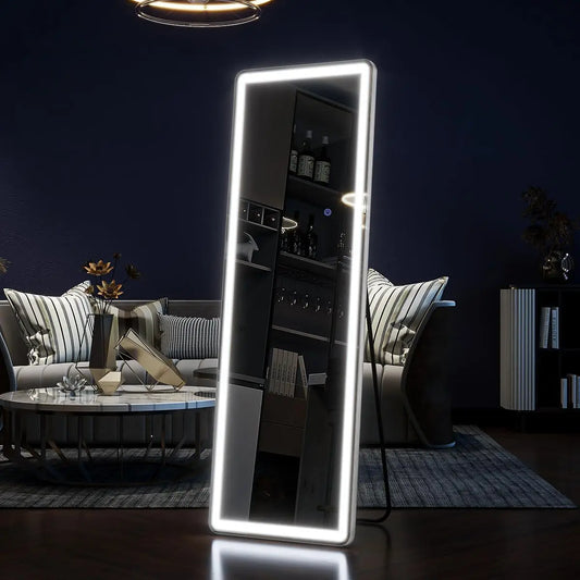 Koonmi Full Length LED Mirror With Dimmable Lights And Stand