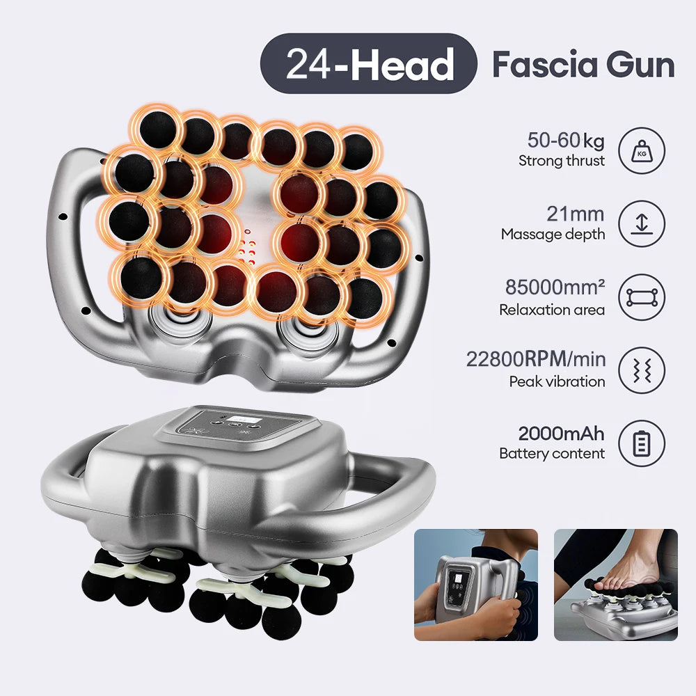 Foreverlily 24 Head Fascia Gun High Frequency Vibration Body Massager