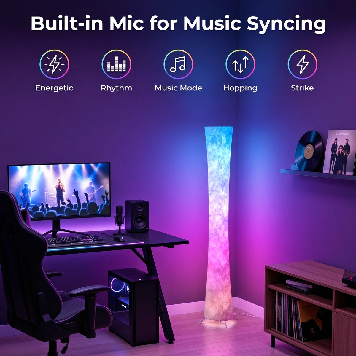 Smart RGB Floor Lamp With Music Sync And Remote Control