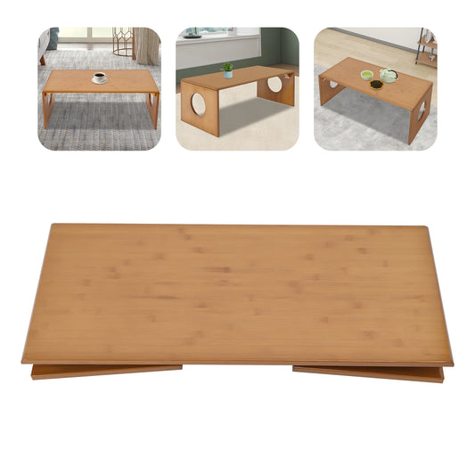Bymaocar Folding Bamboo Low Coffee Table for Home and Camping