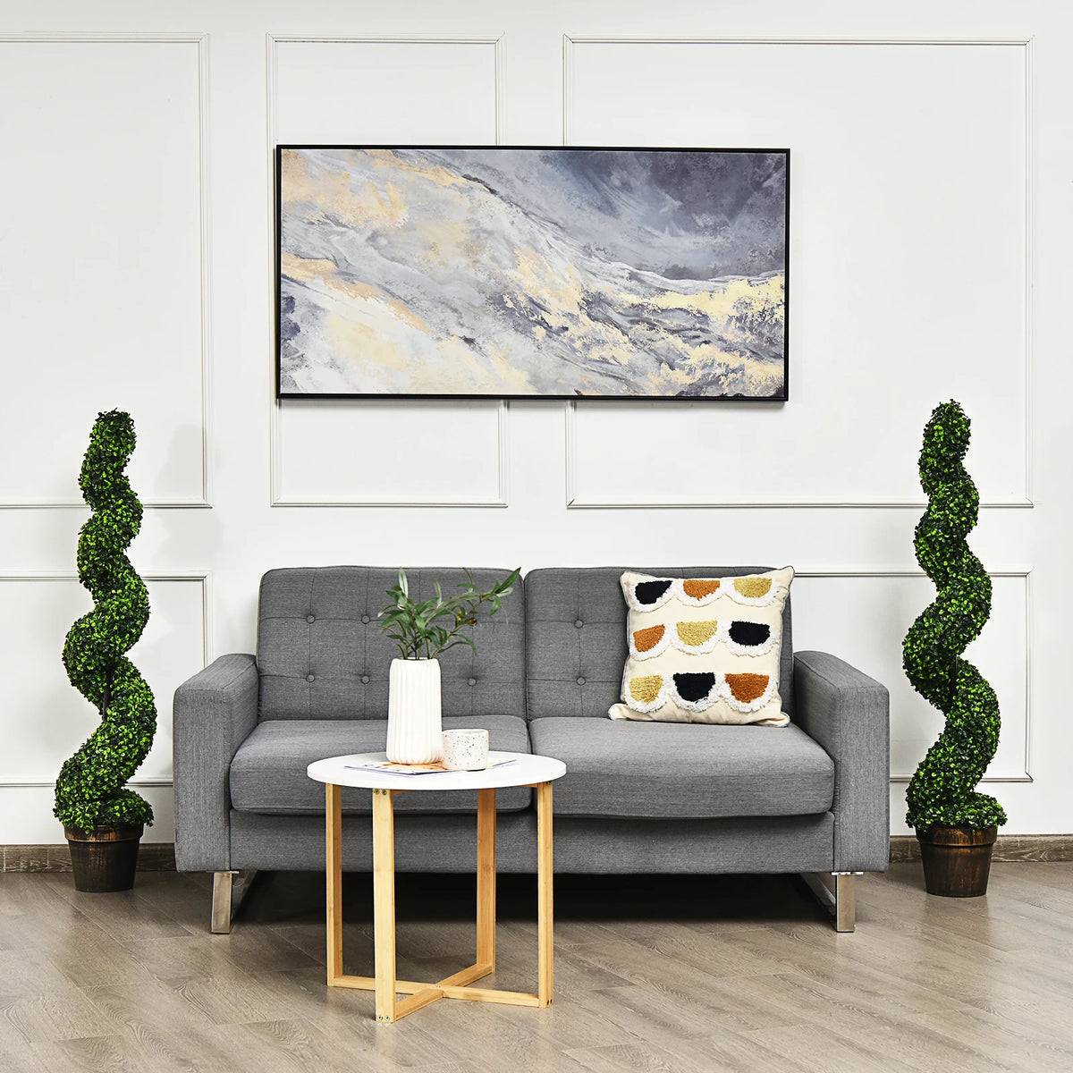 LIFEZEAL Artificial Boxwood Spiral Topiary Trees for Indoor Outdoor Decor