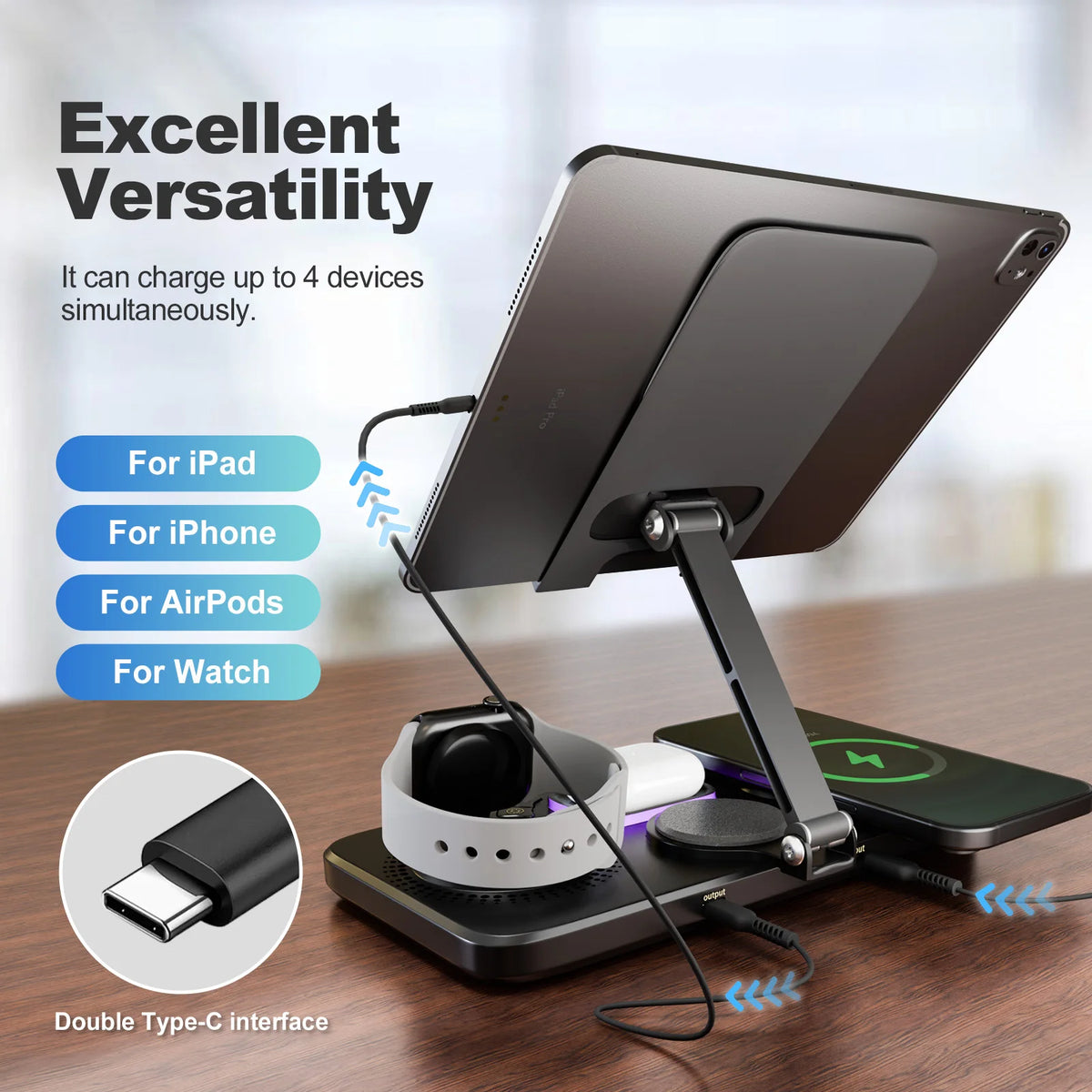 Seven In One Wireless Charging Station for Phones Watches and Earbuds