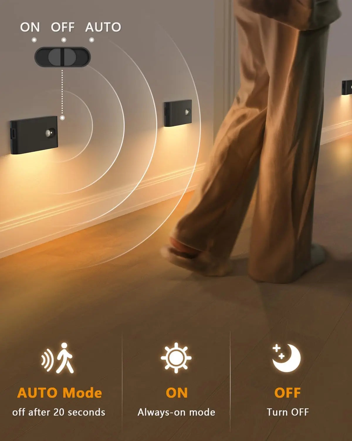 Willed Motion Sensor Rechargeable Wireless LED Stairway Night Lights