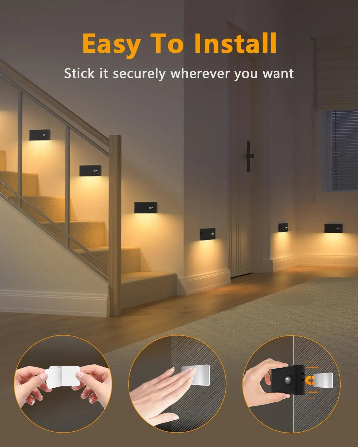 Willed Motion Sensor Rechargeable Wireless LED Stairway Night Lights