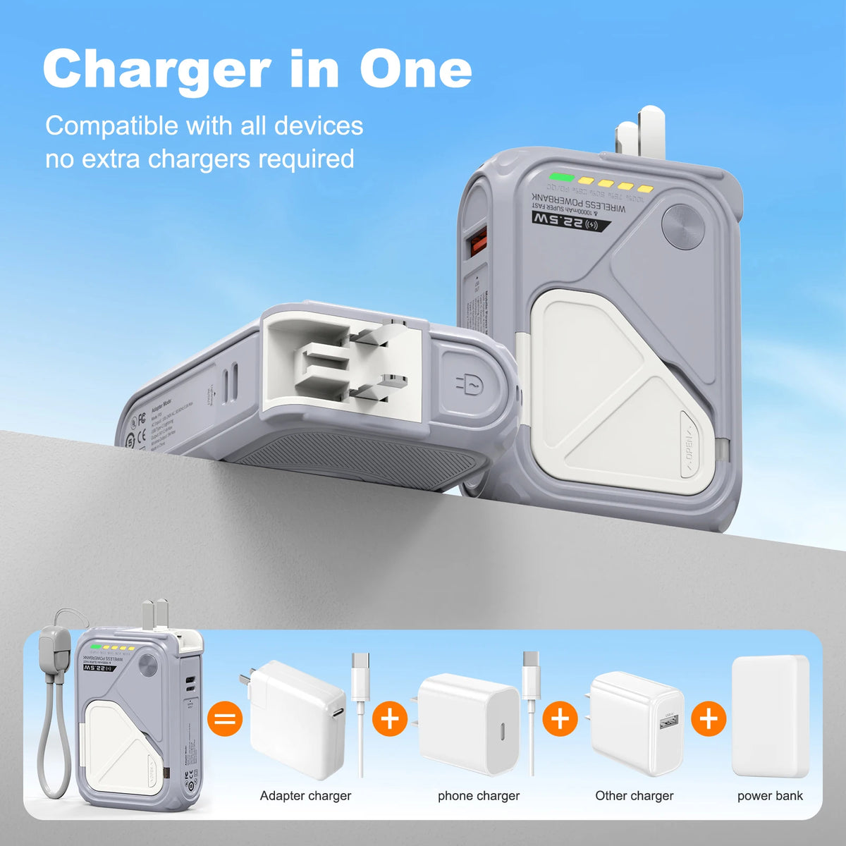 Prunus Wireless Magnetic Power Bank Featuring Digital Display