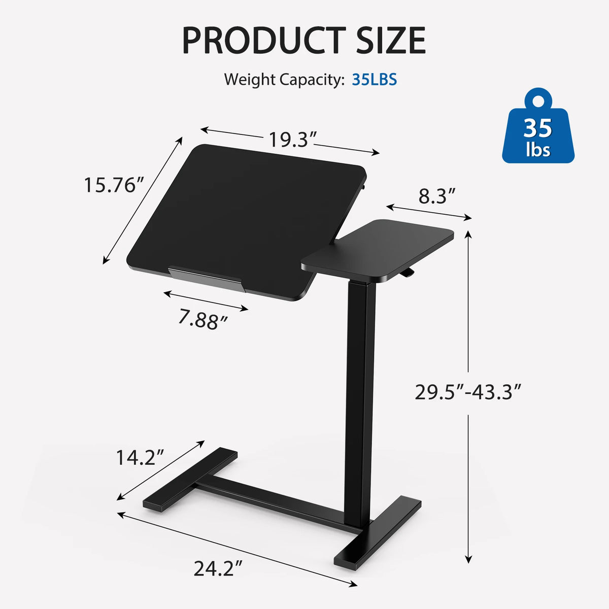 JHK Adjustable Overbed Lap Desk With Tilting Top for Bedroom