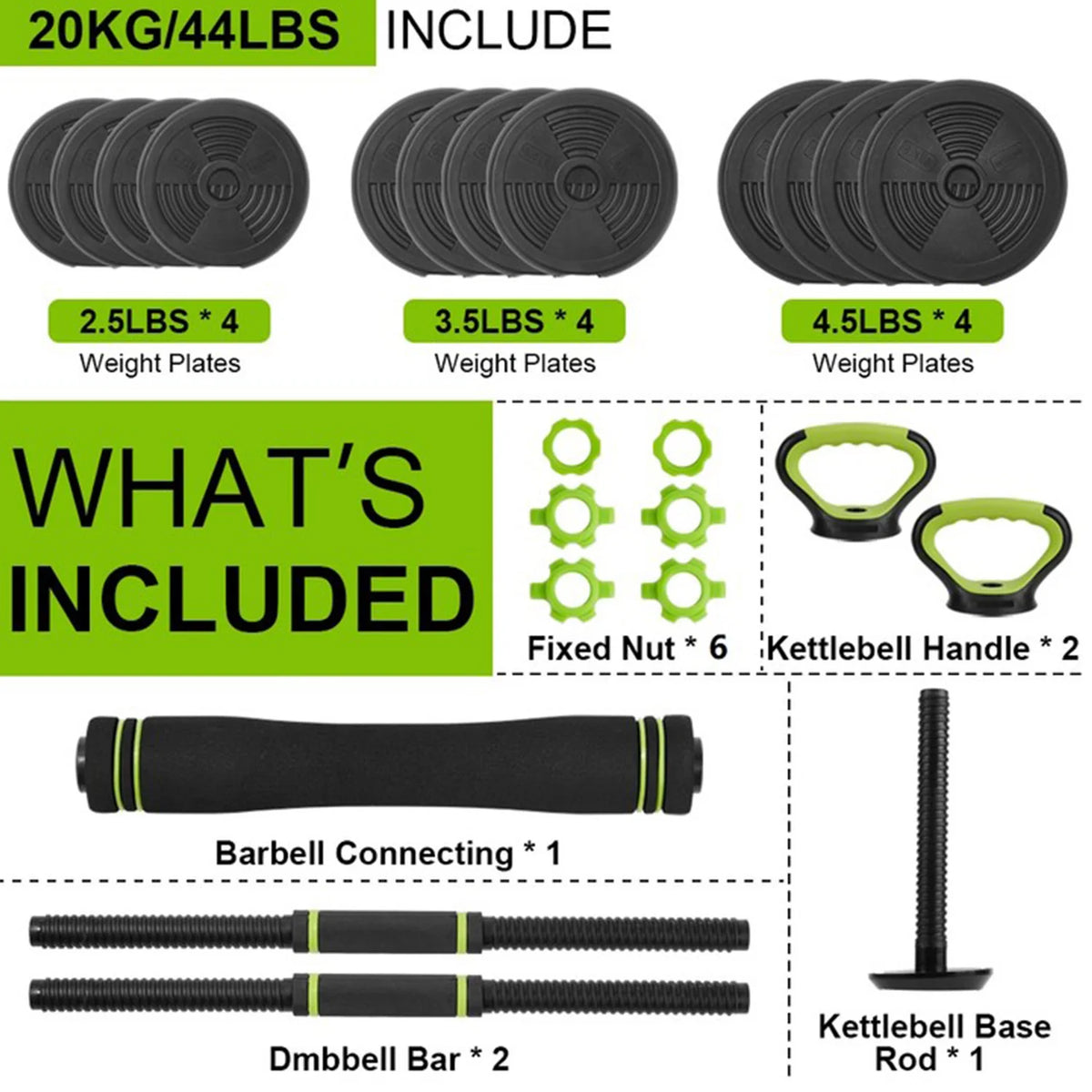 Acekool 4-In-1 Adjustable Dumbbell Set for Home Gym Training