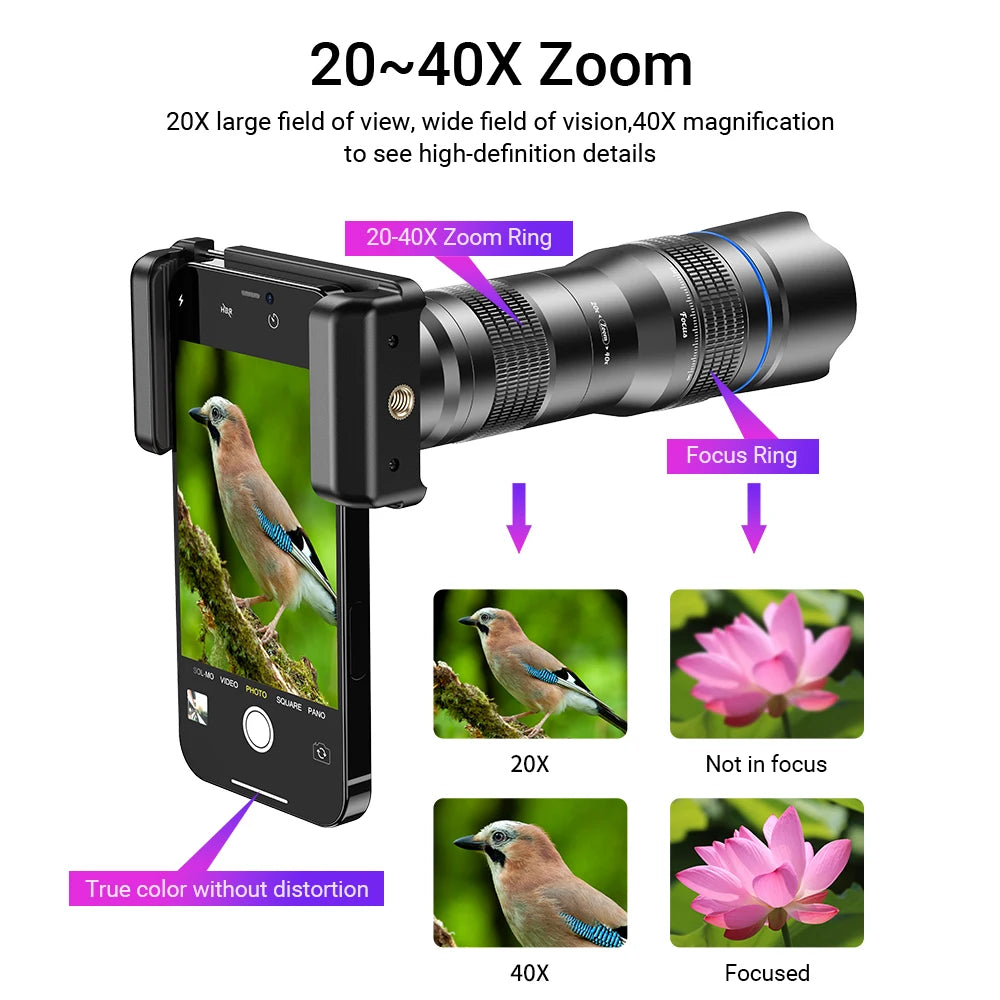 APEXEL Smartphone Telephoto Lens With Adjustable Tripod For Travel and Birdwatching