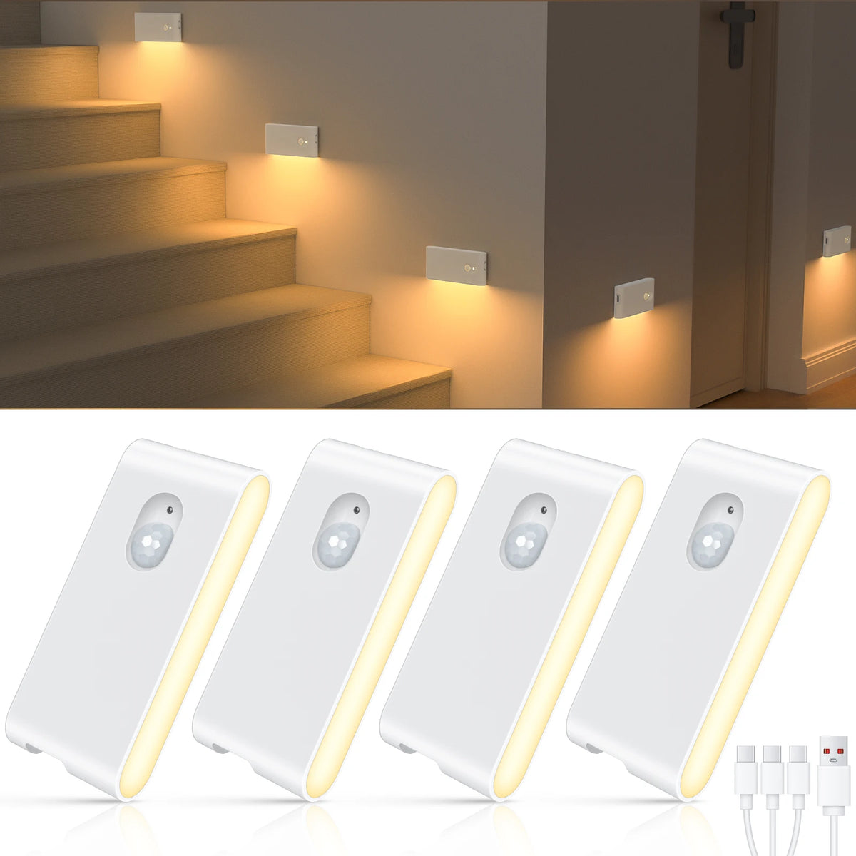 Willed Motion Sensor Rechargeable Wireless LED Stairway Night Lights
