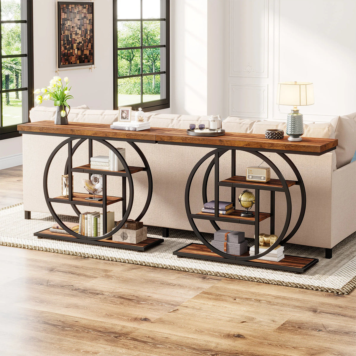 Tribesigns Four Tier Industrial Console Table With Entryway Storage