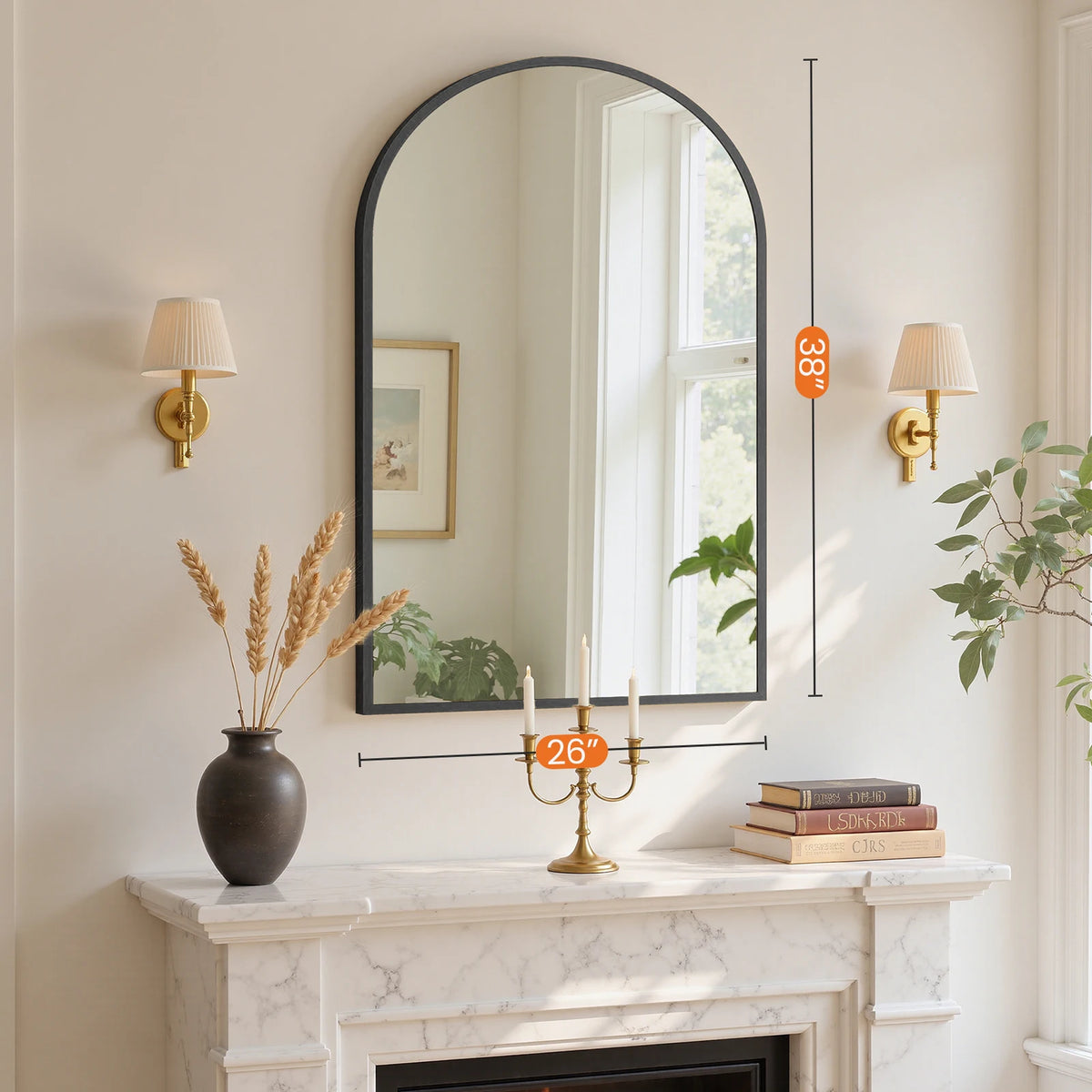 MCQ Arched Wall Mount Bathroom Mirror With Aluminum Alloy Frame